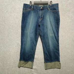 OLD NAVY Selvedged Womens Blue Jeans 14 Low Waist Stretch Denim Cuffed‎ Vintage